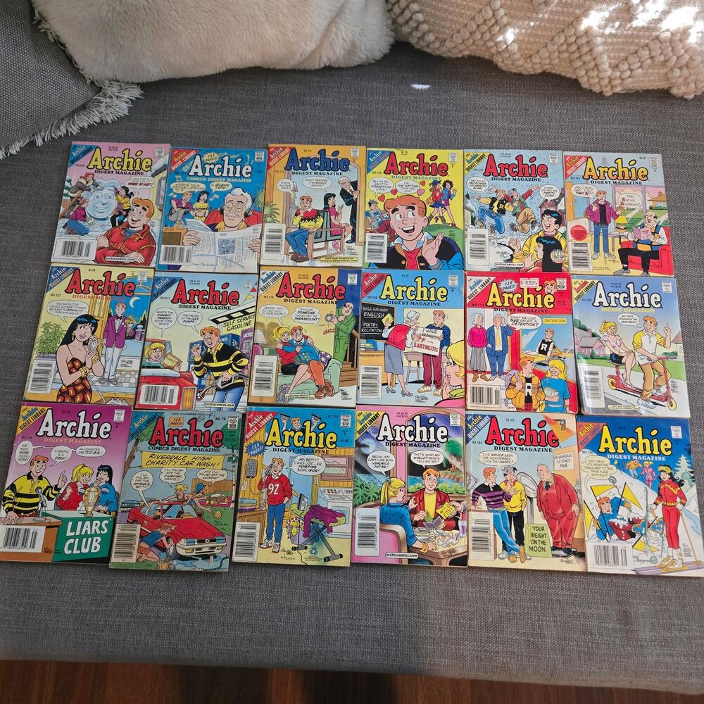 collection of vintage Archie Digest Magazine comic books lot of 18